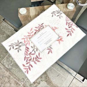Fifth Avenue Set of 4 Embroidered Linen Cotton Placement Mats 19” x 13” NWT